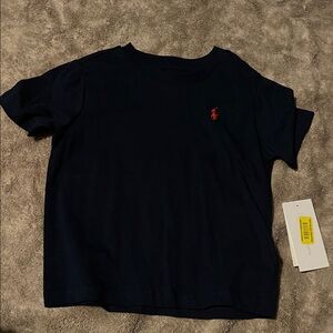Ralph Lauren Navy Blue Kids Tee with Red Logo